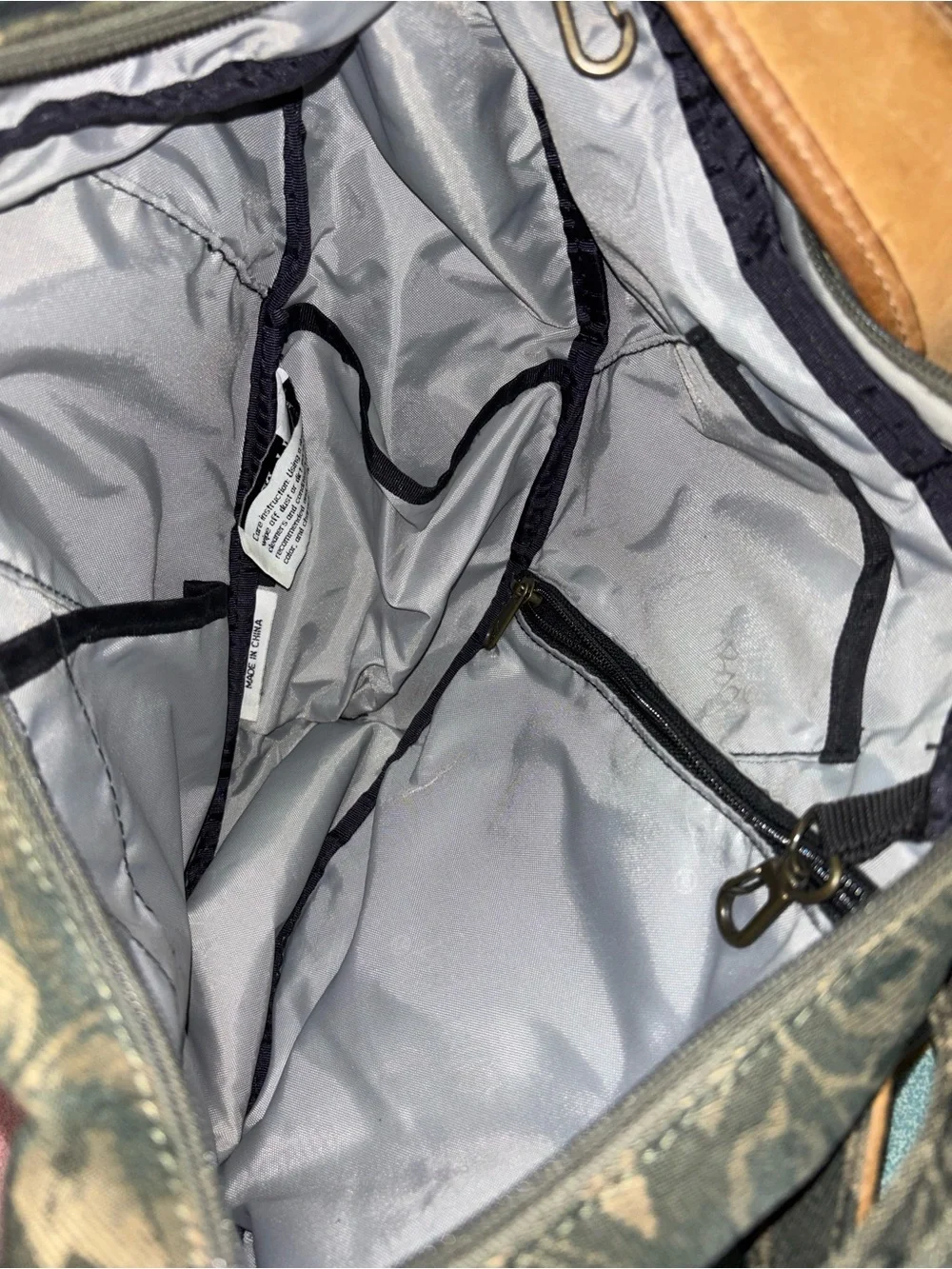 AmeriBag Embroidered colors black with olive gold and tan floral patterns